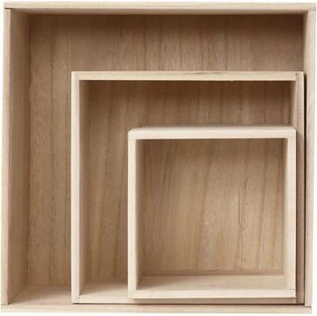 Creativ Company Showboxen, quadratisch, H: 15x15+21,5x21,5+28x28 cm, T: 12,5 cm, 3 Stück 1 Set