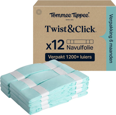 Tommee tippee twist click origineel gemakkelijk navulfolie voor luieremmer - verpakking met 12 stuks - 12 x 10,5 m