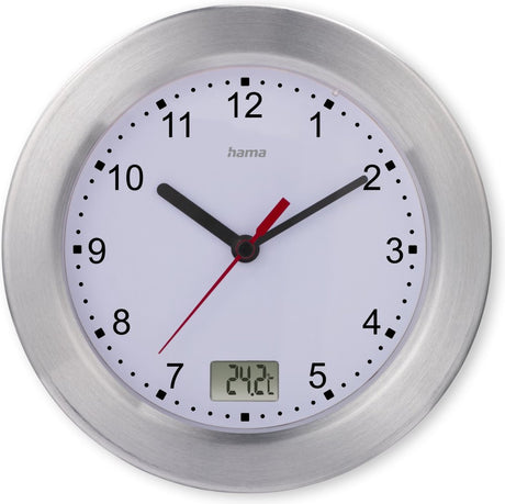 Hama Badezimmeruhr - Mauritius - Wanduhr - Thermometer - Aluminium