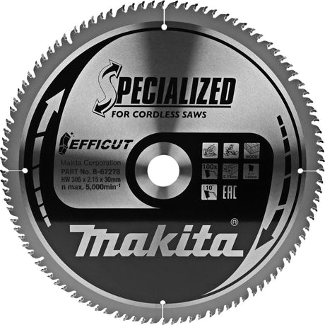 Makita Kappsägeblatt für Holz | effizient | ø 305 mm Achsloch 30 mm 100 t – B-67278