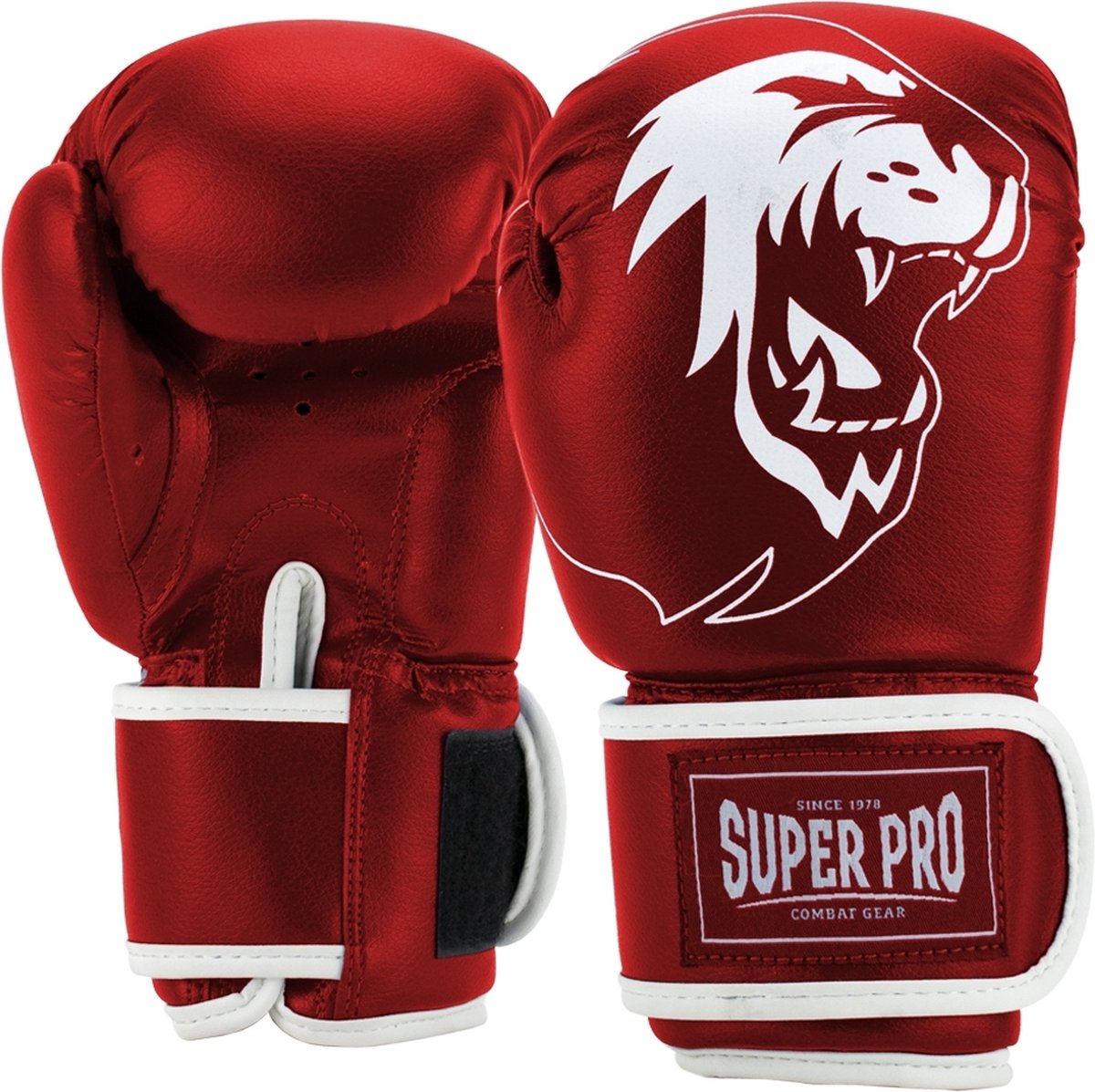 Super pro combat gear talent (kick)bokshandschoenen rood wit 4oz