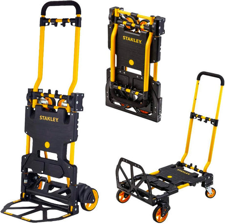Stanley 2-in-1 Sackkarre und Transportwagen – sxwtd-ft585 – Belastbarkeit bis 137 kg – klappbarer Plattformwagen – multifunktional – Schwarz Gelb