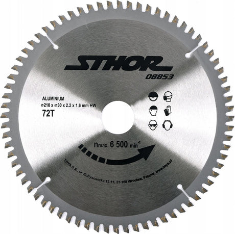 Sthor cirkelzaagblad ø210 mm - 72 t - binnendiameter 30 mm - voor aluminium