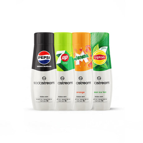 Sodastream Mixbox-Sirupe – Pepsi Zero, Lipton Ice Tea Green, Miranda 7up Zero – geeignet für 36 l kohlensäurehaltige Getränke – 4 Stück – 4 x 440 ml