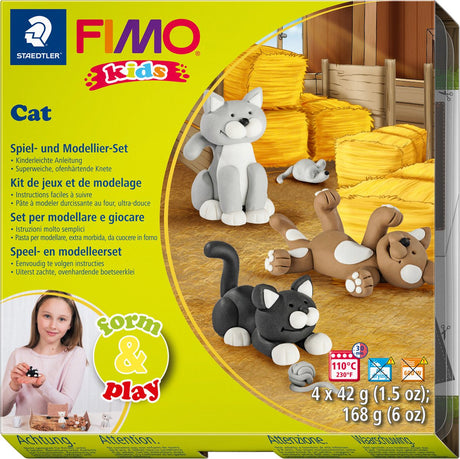 Fimo Kids 8034 – ofenhärtende Modelliermasse – Formenspiel – Set Katzen
