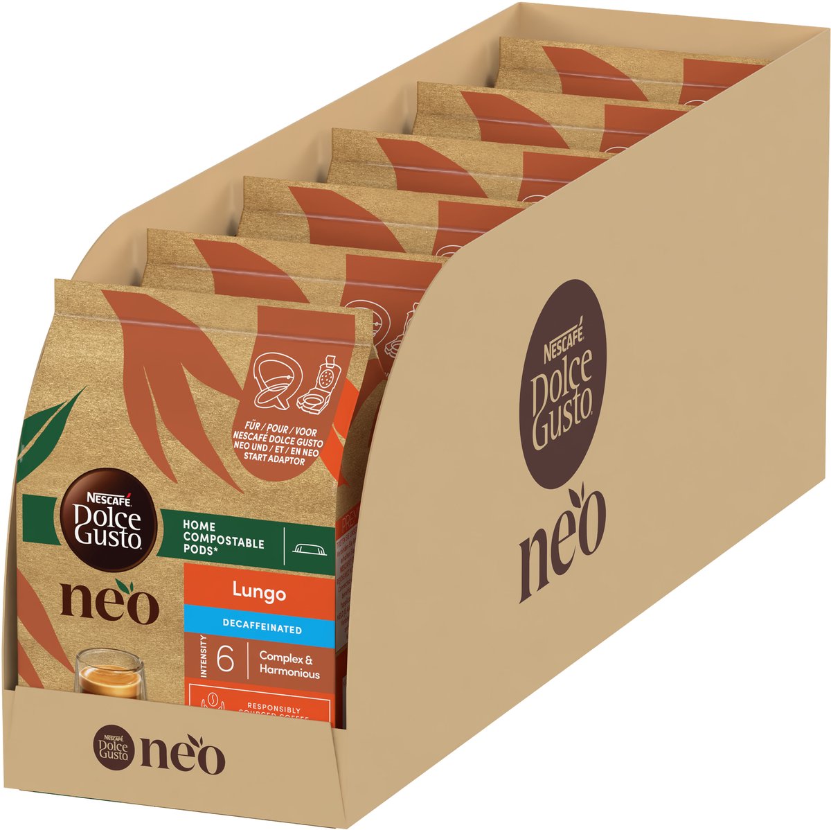 Nescafé Dolce Gusto Neo Kaffeepads Lungo Decaf – 6x12 Pads für 12 Tassen Kaffee