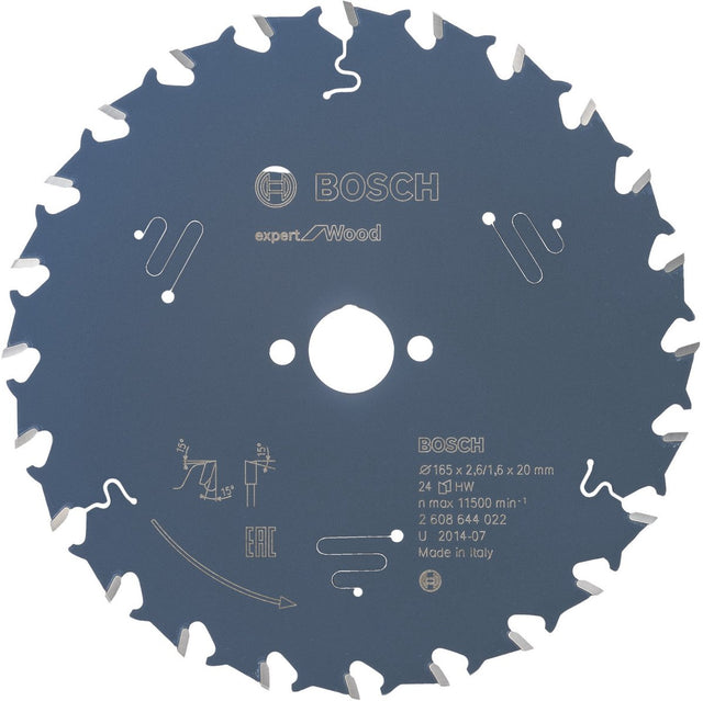 Bosch Kreissägeblatt – Expert Wood – 165 x 20 x 2,6 mm – T24 – 2608644022