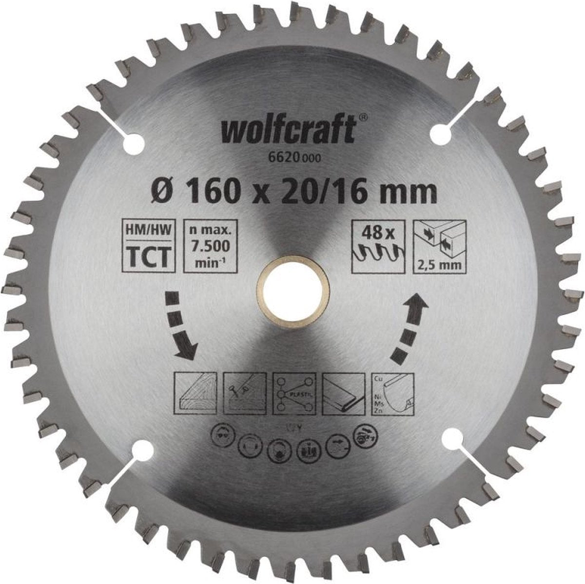 Wolfcraft - Kreissägeblatt 160 x 20 - Sägeblatt - Serie Flieder neu - 6620000