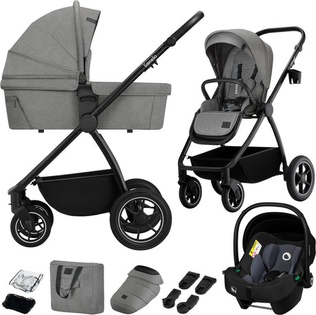 Lionelo Meril 3in1 Kinderwagen – Buggy – XL-Babywanne, Kinderwagen ADAC-zertifizierter Autositz – All-Terrain-Räder – komplettes Zubehörset – UPF50+