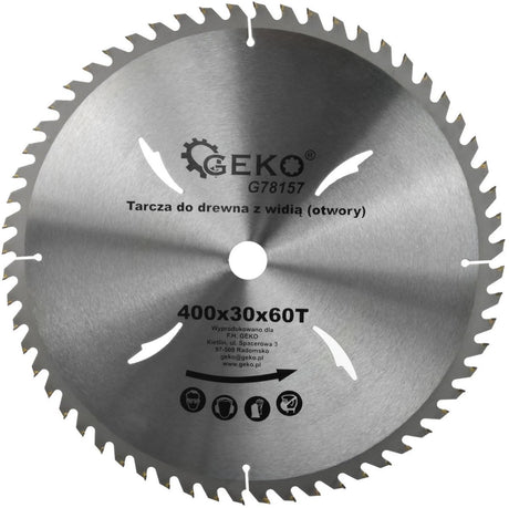 Geko Kreissägeblatt - Holzbearbeitung - 400 mm - 60 Zähne - Kühllöcher