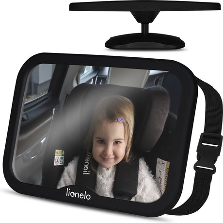 Lionelo Sett Autospiegel Baby XL – verstellbar – 360 Grad drehbar – passend für jedes Auto