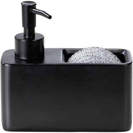 Wenko schwarzer Seifenspender mit Schwammhalter – 150 ml
