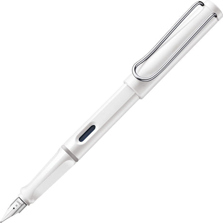 Lamy Füllhalter Safari weiß – Füllfederhalter mit ergonomischem Griff und polierter Stahlfeder in der Schreibstärke EF – robuster ASA-Kunststoff – inklusive Tintenpatrone T 10 blau