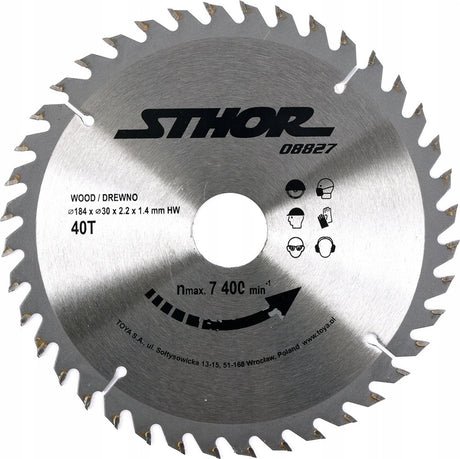 Sthor cirkelzaagblad ø184 mm - 40 t - binnendiameter 30 mm