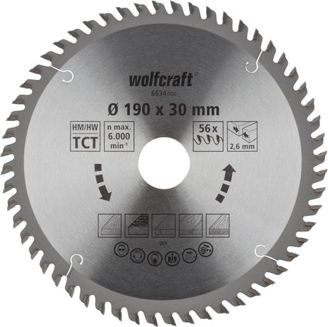 Wolfcraft - cirkelzaagblad 190x30mm - zaagblad voor cirkelzaag 190mm - hm, serie oranje - 6634000