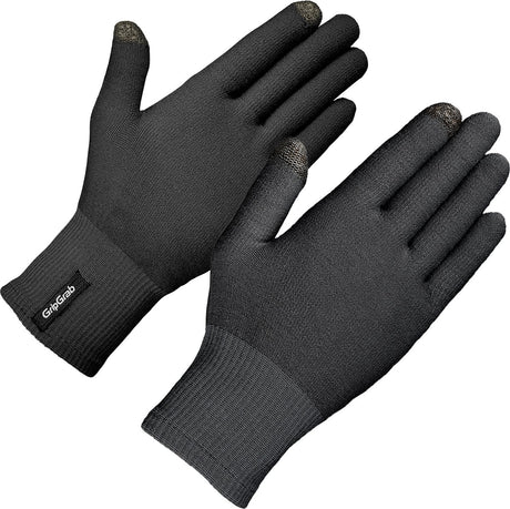 Gripgrab - merino wool liner handschoenen fiets onderhandschoenen touchscreen fietshandschoenen met merinowol - zwart - unisex - maat xl xxl