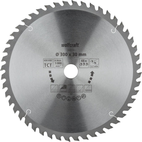 Wolfcraft - Säge-Tischkreissägeblatt 300x30mm - 48 Zähne - Sägeblatt für Tischkreissäge - 6682000