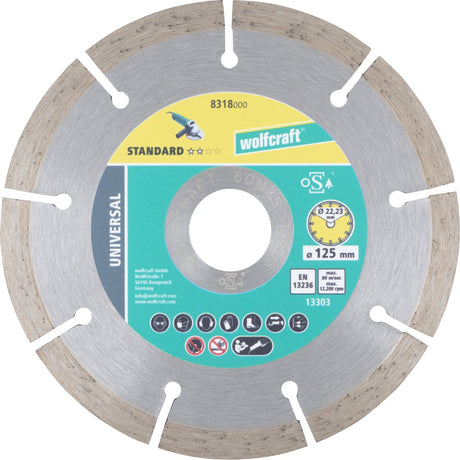 Wolfcraft – Diamant-Trennscheibe 125 mm – solide Universal – Diamant-Trennscheibe – 8318000