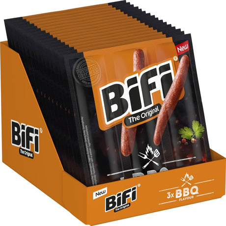 Bifi BBQ – Salami-Sticks BBQ – idealer Fleischsnack – für zwischendurch, unterwegs oder in der Brotdose – 16x60g