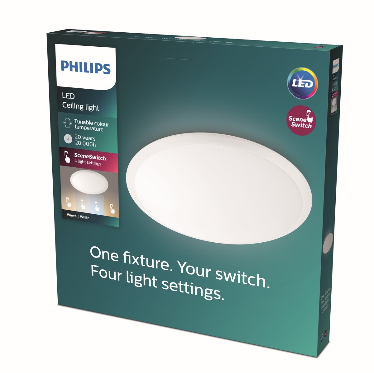 Philips wawel plafonnière - wit - groot - 36 w