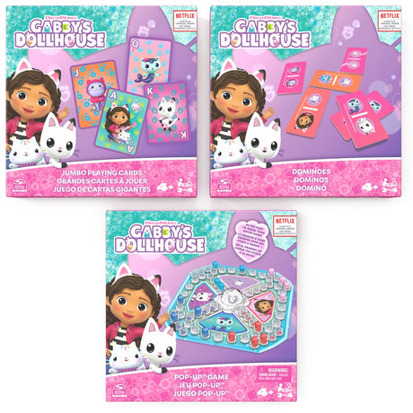Spinmaster Gabby's Dollhouse Popup-Spiel, Kartenspiel, Dominosteine – ein Kinderspiel