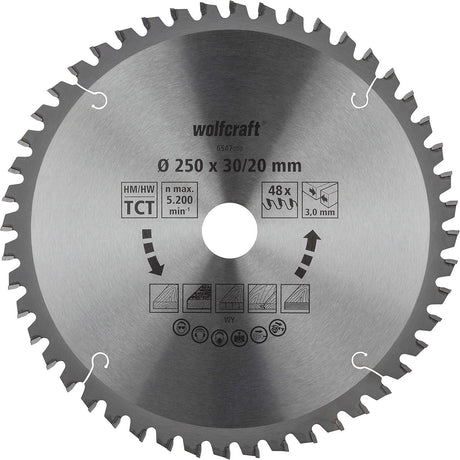 Wolfcraft - zaagblad 250x30mm voor afkortzaag - 48 tanden - verstekzaag - serie oranje - 6547000