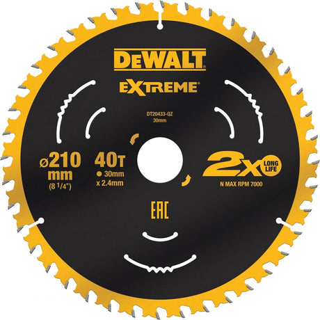Dewalt Kreissägeblatt für Holz | universell | ø 210mm Achsloch 30mm 40t - dt20433-qz