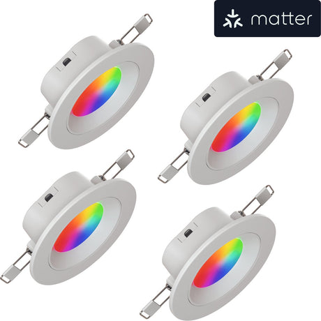 Nanoleaf Smart Downlight EU – Intelligente Beleuchtung – WLAN – 16 Millionen Farben – 76 mm – 4er-Pack – Weiß
