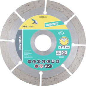 Wolfcraft - Diamanttrennscheibe ø 115 mm - Diamanttrennscheibe für Winkelschleifer - 8313000