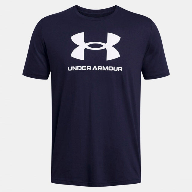 Under armour ua sportstyle logo update ss-blu heren sportshirt - academy - wit
