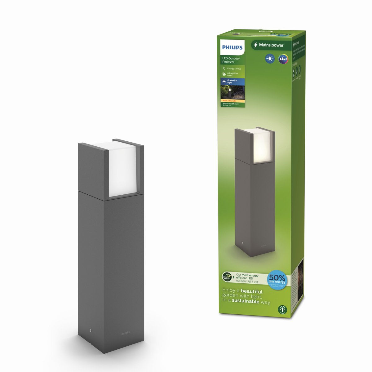 Philips led philips arbour sokkellamp - ultra efficient - antraciet - 3,8w