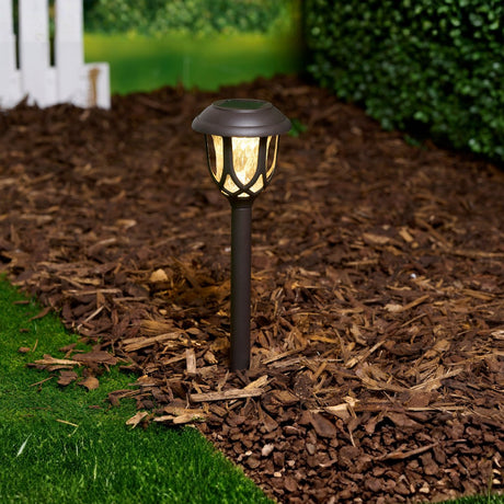 Grundig Solar-Gartenbeleuchtung – Gartenlampe mit Erdspieß – warmweißes Licht – IP44 – 6–8 Stunden Brenndauer