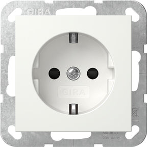 Gira systeem 55 wandcontactdoos met randaarde kinderveilig 1v zuiver wit mat 475527