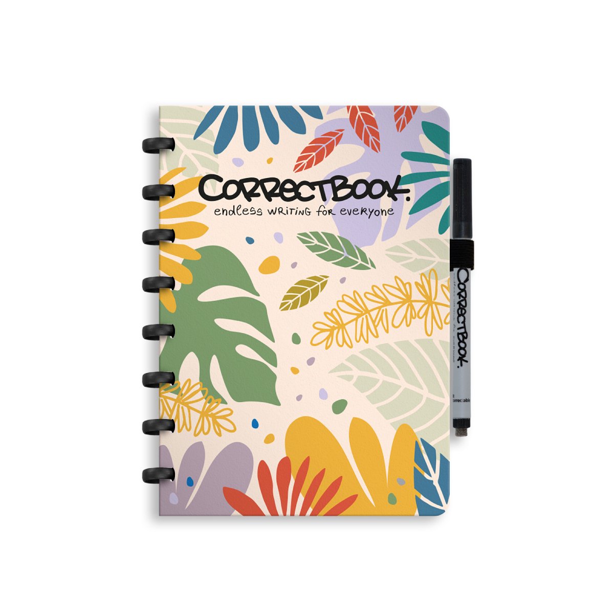 Correctbook a5 uitwisbaar notitieboek – herbruikbaar schrift – botanical beauty – gelinieerd – inclusief pen wisdoekje – aanvulbaar met extra pagina’s