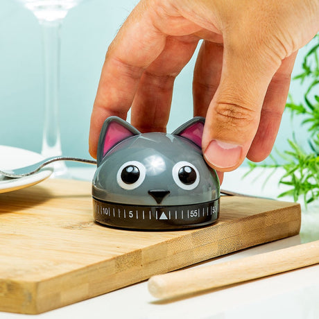 Kikkerland Küchentimer – in Form einer Katze – 60-Minuten-Timer – Küchenzubehör