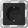 Gira systeem 55 wandcontactdoos met randaarde 1v mat zwart 4466005