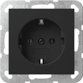 Gira systeem 55 wandcontactdoos met randaarde 1v mat zwart 4466005