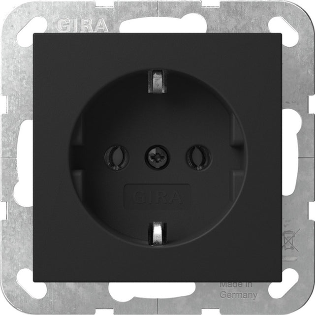 Gira systeem 55 wandcontactdoos met randaarde 1v mat zwart 4466005