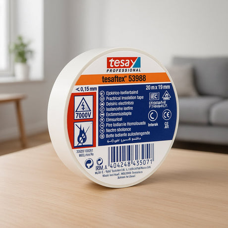 Tesa Isolierband 19 mm – 20 Meter – weiß