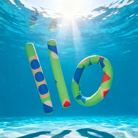 Eddy Toys Tauchstange und Ring-Set – 3-teiliges Tauchspielzeug für den Pool – fördert Schwimmfähigkeiten und interaktives Spielen – leuchtende Farben – Durchmesser 13 cm – mehrfarbig