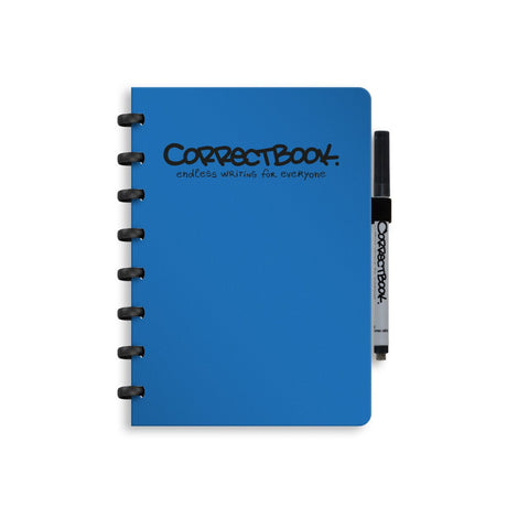 Correctbook a5 löschbares Notizbuch – wiederverwendbares Notizbuch – erdiges Blau – liniert – inklusive Stiftwischtuch – kann mit zusätzlichen Seiten ergänzt werden