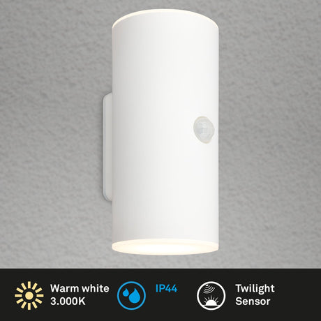 Briloner - Lampe d'extérieur - Lima - Bewegungsmelder - Dämmerungssensor - wiederaufladbarer Akku - USB-Aufladung - Spritzwasserschutz - 15,5 x 7 x 8,5 cm - Weiß