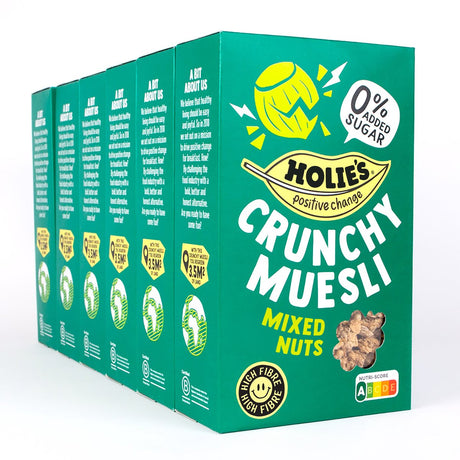 Holie's crunchy muesli mixed nuts 6x 400gr - ontbijtgranen - suikervrij - gezond - vegan