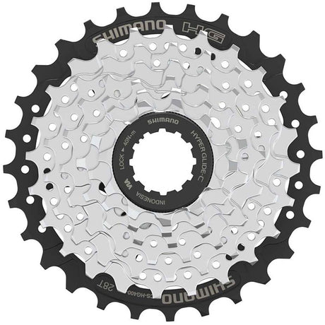 Shimano CS-HG400 7-Gang-Kassette 11–28 Zähne – Hyperglide-HG-Kassette für MTB-Trekking – Stahl, Silberschwarz