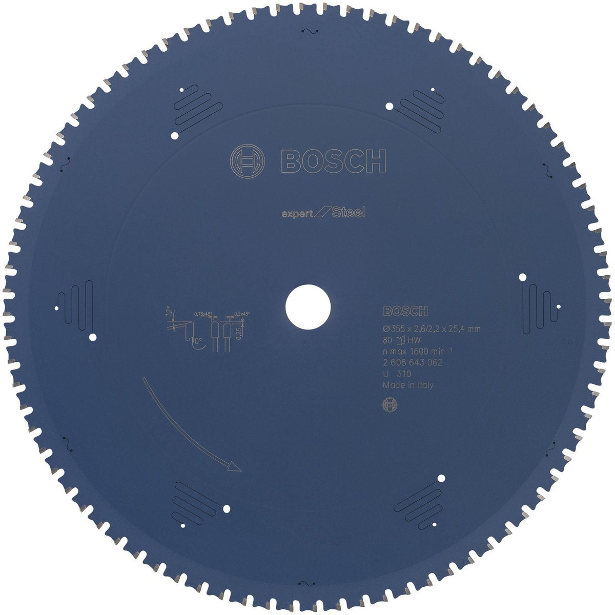 Bosch Kreissägeblatt Expert für Stahl 355 x 25,4 x 2,2 mm, 80