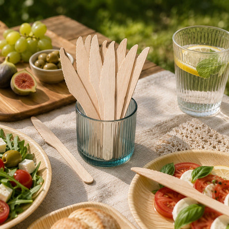Alpina houten messen – 20 stuks wegwerp messen - wegwerp bestek voor feestjes, bbq en picknick