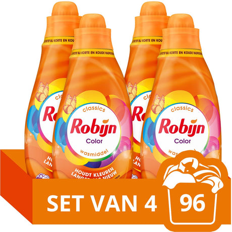 Robijn - vloeibaar wasmiddel - klein krachtig - color - 4 flessen - 96 wasbeurten - voordeelverpakking