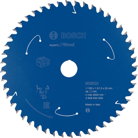 Bosch 2608644509 Kreissägeblatt Akku Expert – 165 x 20 x 48t – Holz – Hartmetall