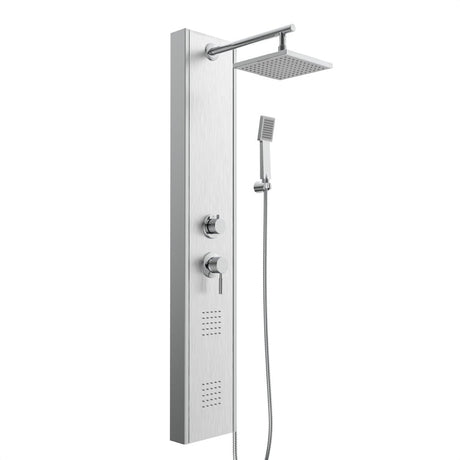 Schütte Tahiti Duschpaneel - mit Duscharmatur - Mischbatterie - 2 Massagedüsen - Edelstahl