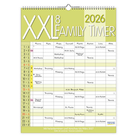 Korsch verlag familienotitiekalender xxl (8-persoons) - 2026